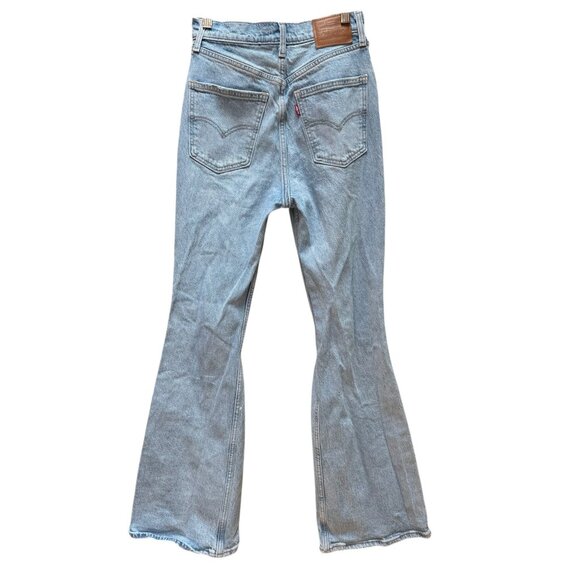 Levis Jeans 70s High Flare Light Wash Distressed Denim Retro Boho Style Size 25‎ - Picture 2 of 5